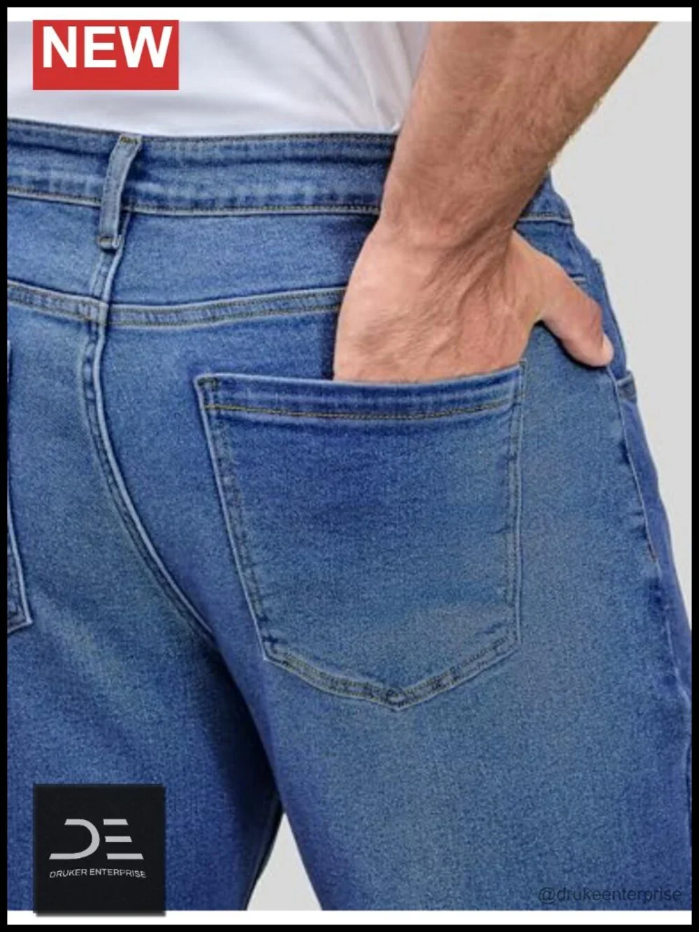 Men's Stretch Jeans Straight Leg Regular Fit 5-Pocket Flex Denim Pants